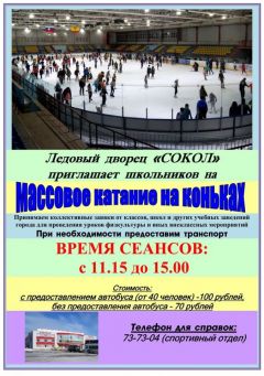 Ледовый стадион «Сокол» приглашает  хоккей массовое катание ледовый каток 