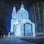 Световая инсталляция “Храм”, установленная в память о древнем храме Спаса Нерукотворного, уничтоженном в 1930 году.